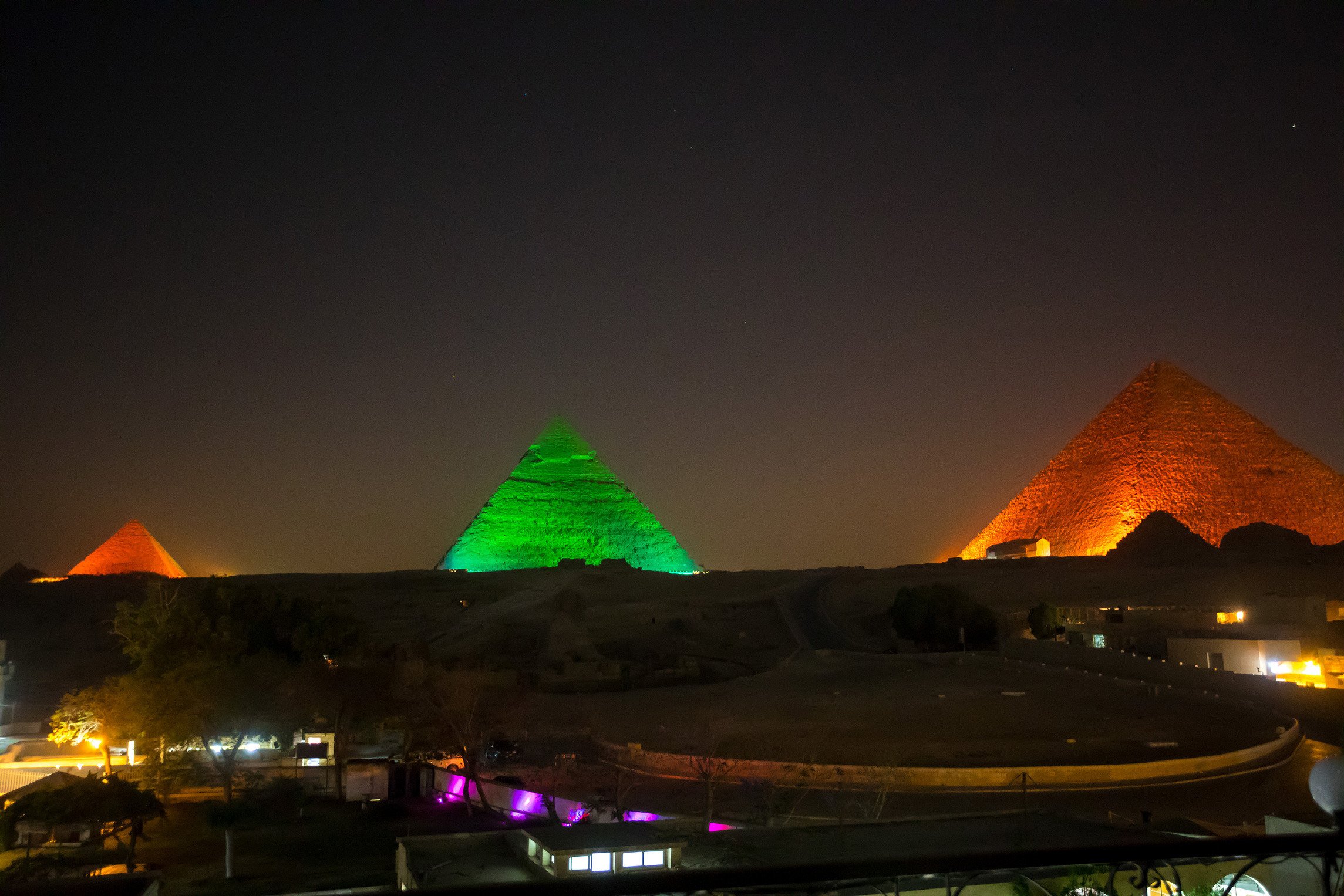 Colorful Light Show in Sphinx and Pyramids
