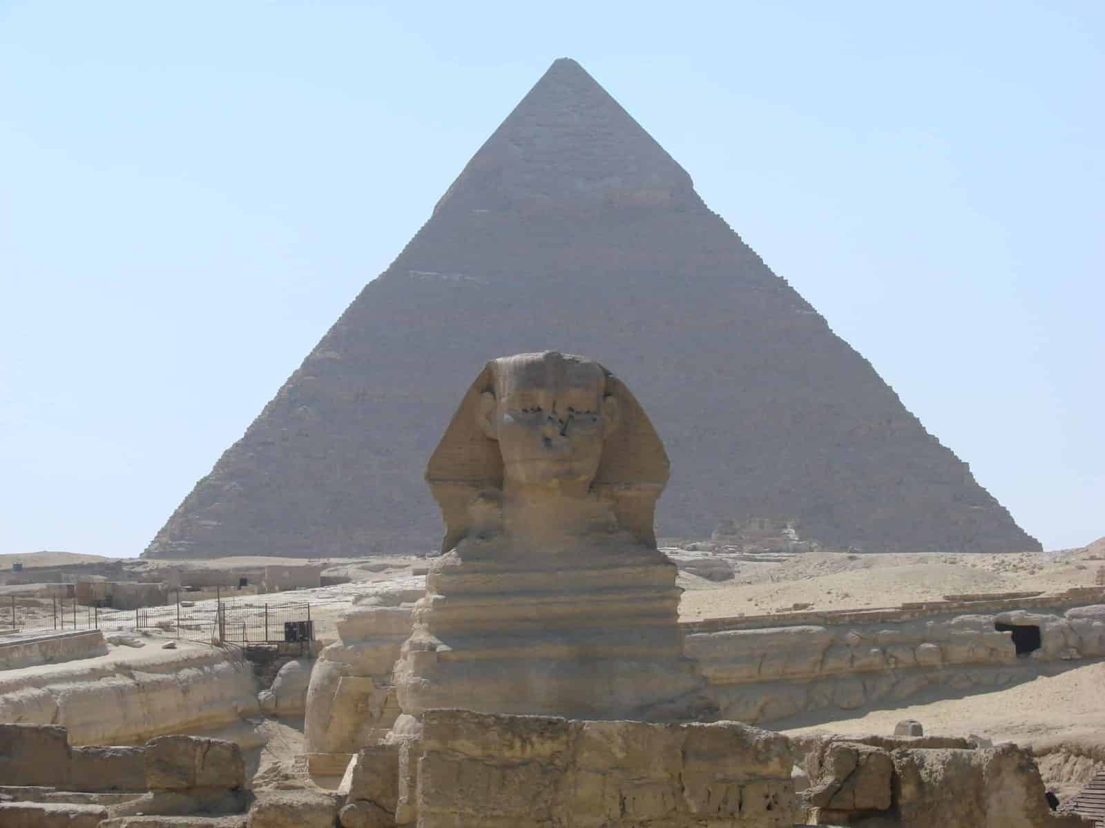The Sphinx and Great Pyramid in Egypt, a stunning destination under a clear blue sky.