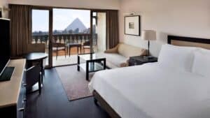 Marriott Mena House offers a room with a stunning pyramid view.