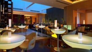 Sleek modern restaurant near Sheraton Cairo Hotel & Casino with soft lighting.