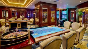 Sheraton Cairo Hotels luxurious casino boasts roulette and card tables with plush seating.