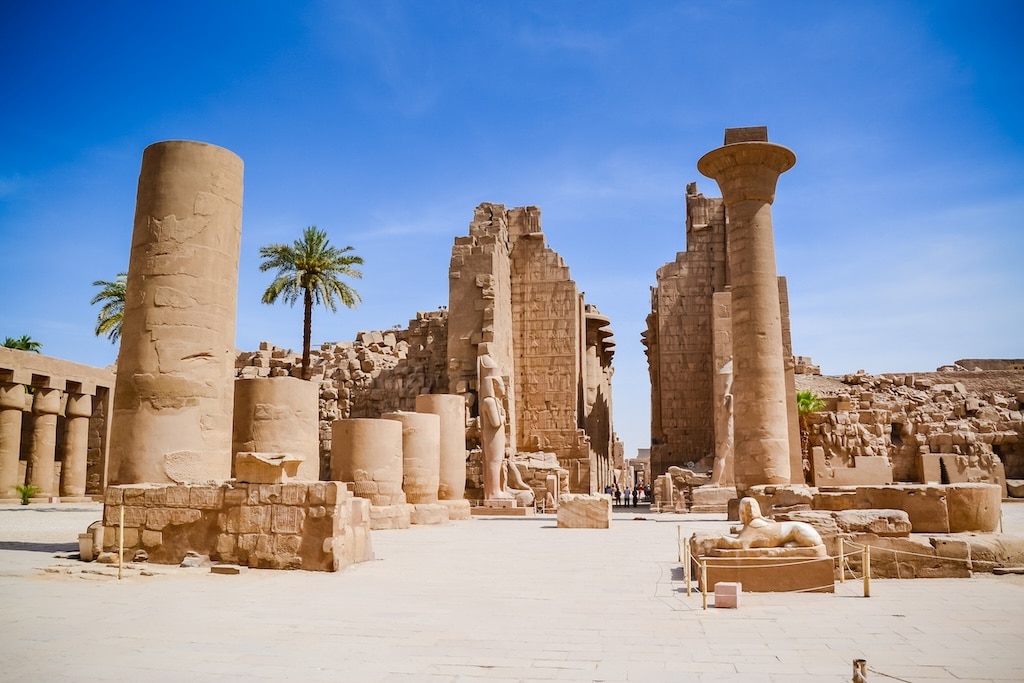 The Karnak Temple Complex, commonly known as Karnak meaning "fortified village", comprises a vast mix of decayed temples, chapels, pylons, and other buildings