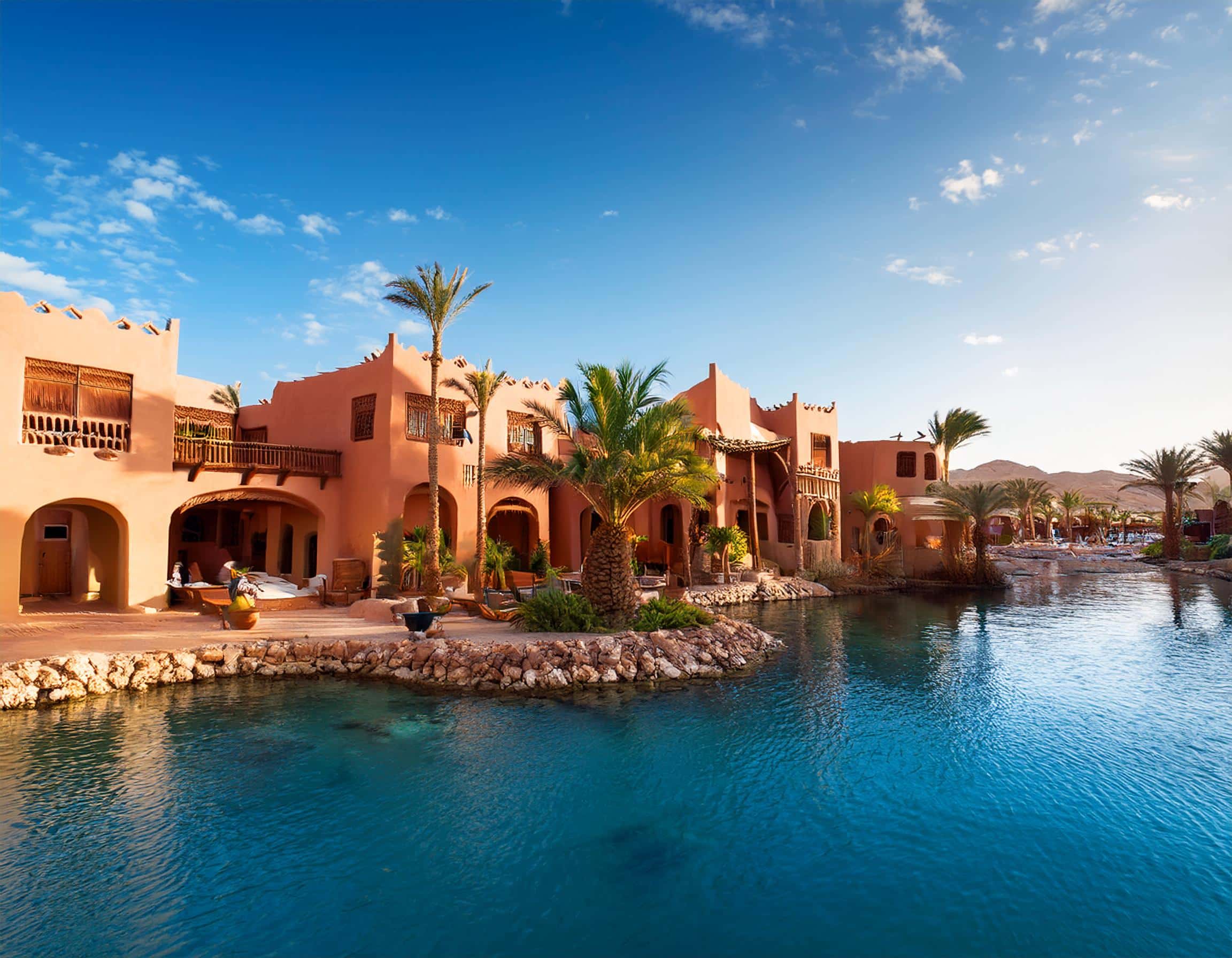 beautiful El Gouna Egypt with terracotta buildings